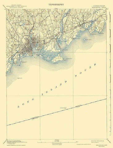 Bridgeport Connecticut Quad - USGS 1893 White Modern Wood Framed Art Print with Double Matting by USGS