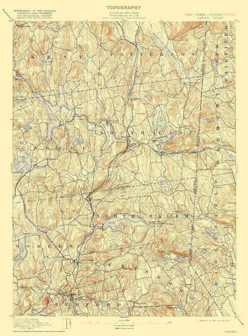 Carmel Connecticut Quad - USGS 1894 White Modern Wood Framed Art Print with Double Matting by USGS