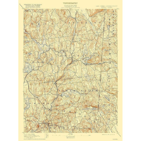 Carmel Connecticut Quad - USGS 1894 Black Modern Wood Framed Art Print with Double Matting by USGS