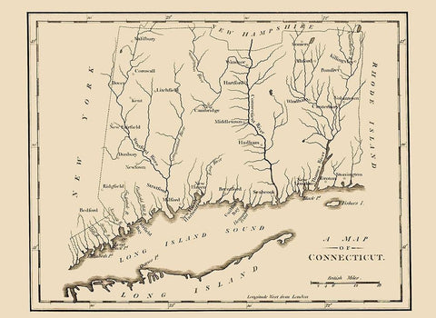 Connecticut - 1794 White Modern Wood Framed Art Print with Double Matting by Unknown