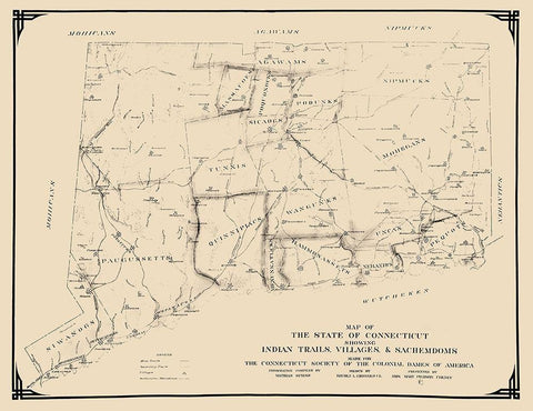 Connecticut - Griswold 1930 Black Ornate Wood Framed Art Print with Double Matting by Griswold