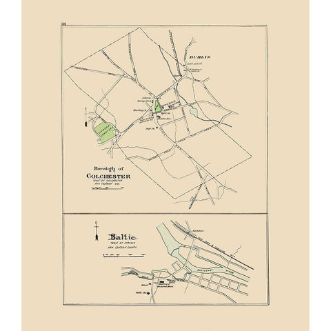 Colchester, Baltic Connecticut - Hurd 1893 White Modern Wood Framed Art Print by Hurd
