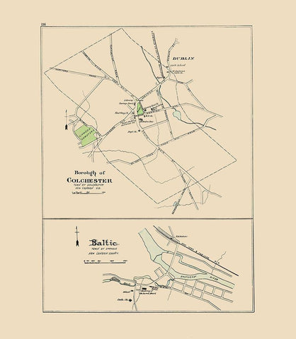 Colchester, Baltic Connecticut - Hurd 1893 White Modern Wood Framed Art Print with Double Matting by Hurd
