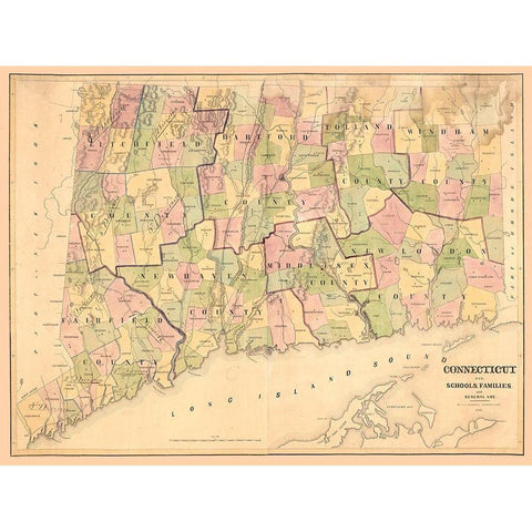 Connecticut - Rockwell 1848  White Modern Wood Framed Art Print by Rockwell