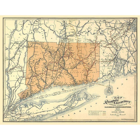 Connecticut - Tilden 1893  Black Modern Wood Framed Art Print by Tilden