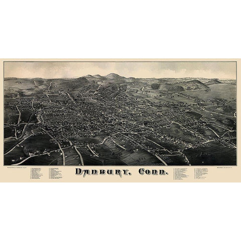 Danbury Connecticut - Burleigh 1884 Black Modern Wood Framed Art Print with Double Matting by Burleigh