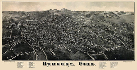 Danbury Connecticut - Burleigh 1884 White Modern Wood Framed Art Print with Double Matting by Burleigh