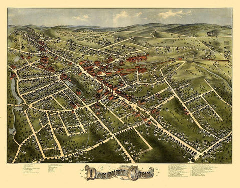 Danbury Connecticut - Bailey 1875  White Modern Wood Framed Art Print with Double Matting by Bailey