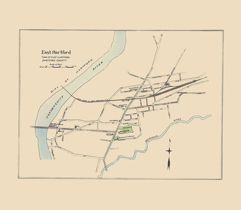 East Hartford  Connecticut - Hurd 1893 White Modern Wood Framed Art Print with Double Matting by Hurd