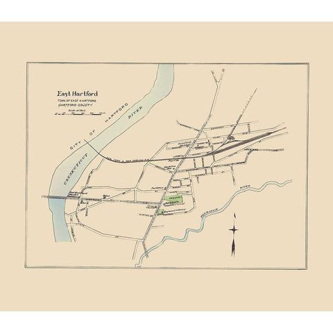 East Hartford  Connecticut - Hurd 1893 Black Modern Wood Framed Art Print by Hurd