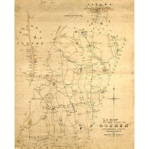 Goshen Connecticut - Woodford 1852  Black Modern Wood Framed Art Print with Double Matting by Woodford