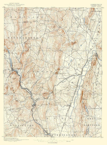 Granby Connecticut Sheet - USGS 1892 Black Ornate Wood Framed Art Print with Double Matting by USGS