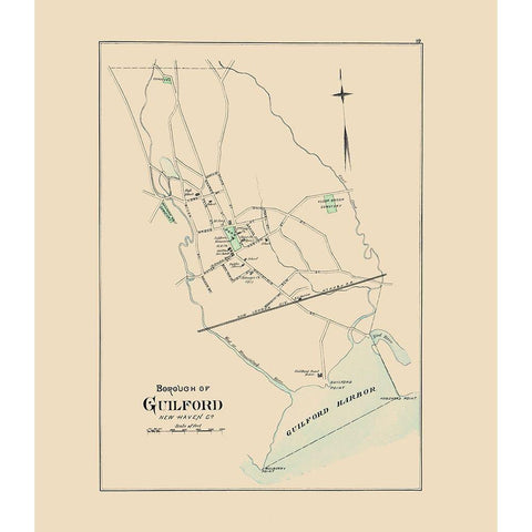 Guilford Connecticut - Hurd 1893 Black Modern Wood Framed Art Print with Double Matting by Hurd