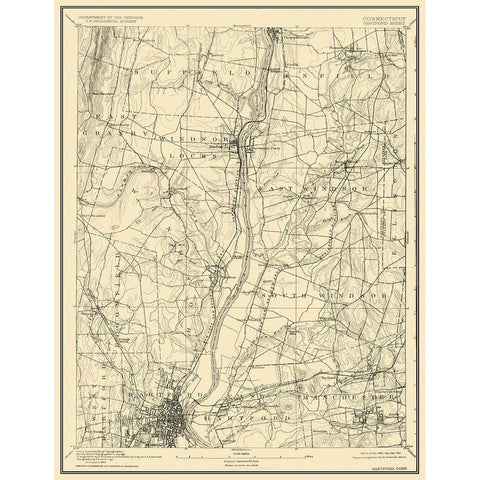 Hartford Connecticut Sheet - USGS 1892 Gold Ornate Wood Framed Art Print with Double Matting by USGS