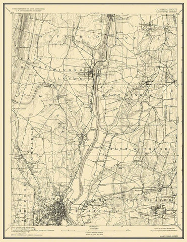 Hartford Connecticut Sheet - USGS 1892 White Modern Wood Framed Art Print with Double Matting by USGS