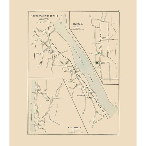 Haddam, Shailorville Connecticut - Hurd 1893 Black Modern Wood Framed Art Print by Hurd