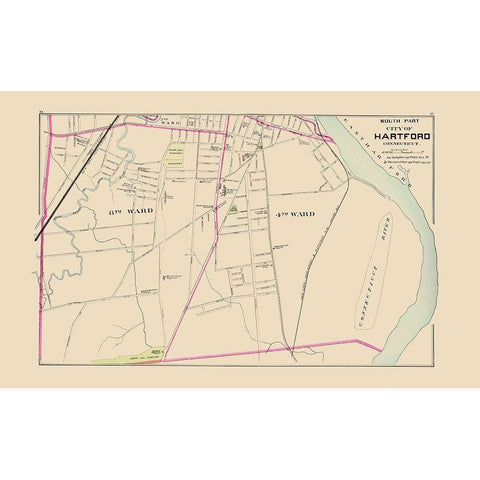 Hartford Connecticut South Part - Hurd 1893 Black Modern Wood Framed Art Print with Double Matting by Hurd