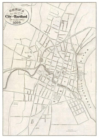 Hartford Connecticut - Geer 1859  White Modern Wood Framed Art Print with Double Matting by Geer