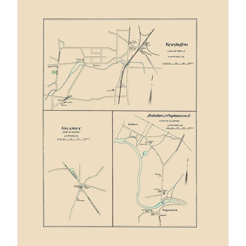 Kensington Connecticut - Hurd 1893 White Modern Wood Framed Art Print by Hurd