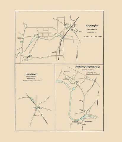 Kensington Connecticut - Hurd 1893 Black Ornate Wood Framed Art Print with Double Matting by Hurd