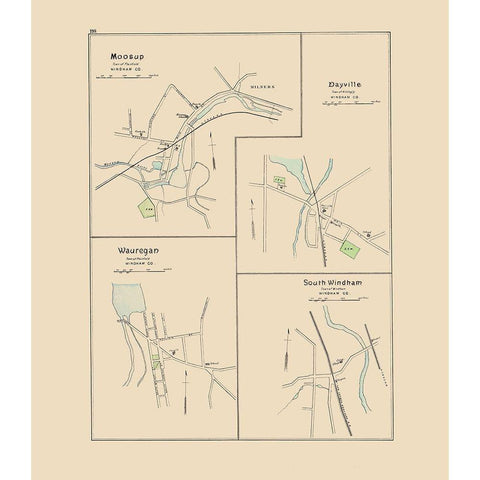 Moosup, Dayville, Wauregan, Windham Connecticut Black Modern Wood Framed Art Print by Hurd