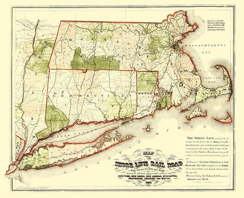 Shoreline Railroad Route - Walling 1860 White Modern Wood Framed Art Print with Double Matting by Walling