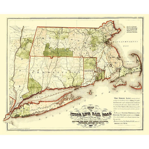 Shoreline Railroad Route - Walling 1860 Gold Ornate Wood Framed Art Print with Double Matting by Walling