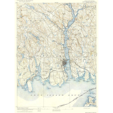 New London Connecticut New York Quad - USGS 1893 Black Modern Wood Framed Art Print with Double Matting by USGS