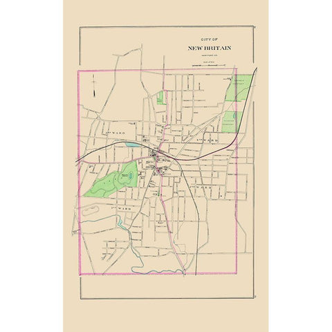 New Britain Connecticut - Hurd 1893 Black Modern Wood Framed Art Print with Double Matting by Hurd