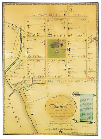New Haven Connecticut Landowner - Wadsworth 1748 White Modern Wood Framed Art Print with Double Matting by Wadsworth