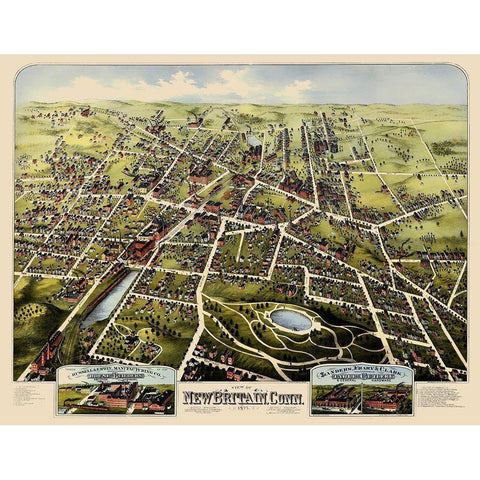 New Britain Connecticut - Bailey 1875 Black Modern Wood Framed Art Print with Double Matting by Bailey