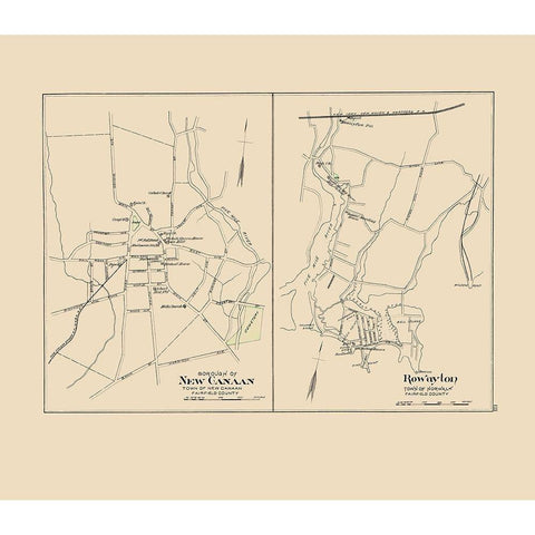 New Canaan, Rowayton Connecticut - Hurd 1893 Black Modern Wood Framed Art Print with Double Matting by Hurd