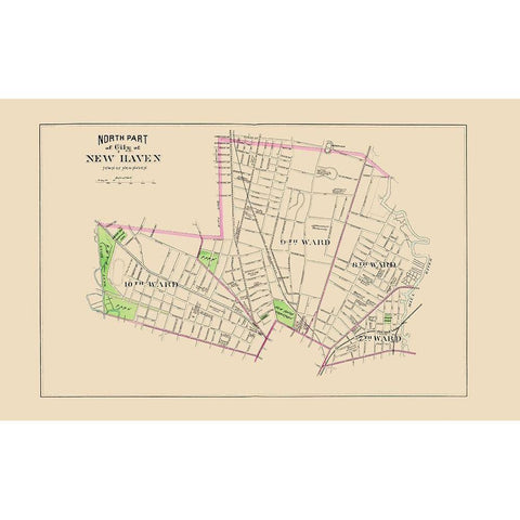 New Haven, North Connecticut North Part - Hurd Black Modern Wood Framed Art Print with Double Matting by Hurd