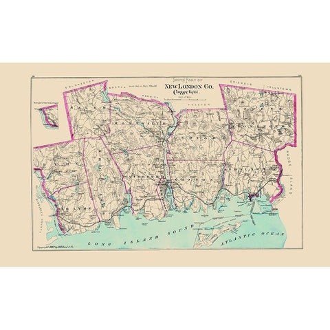 New London  South Connecticut - Hurd 1893 White Modern Wood Framed Art Print by Hurd