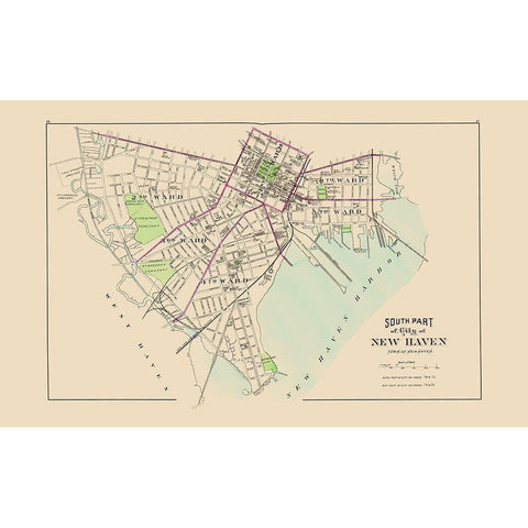 New Haven, South Connecticut South Part - Hurd Black Modern Wood Framed Art Print by Hurd