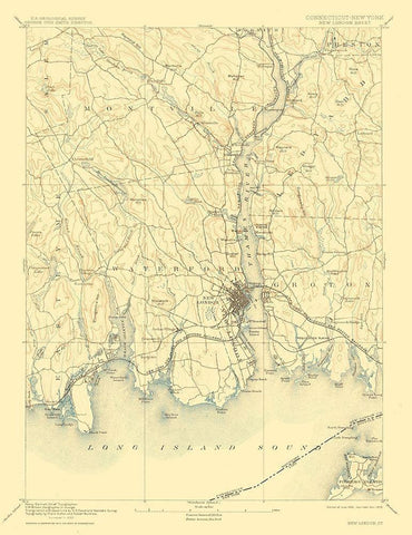 New London Connecticut Sheet - USGS 1893 White Modern Wood Framed Art Print with Double Matting by USGS