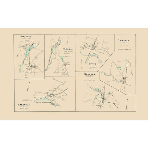 Norfolk Connecticut - Hurd 1893 White Modern Wood Framed Art Print by Hurd