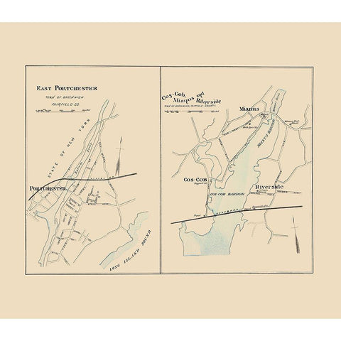 East Portchester Connecticut - Hurd 1893 White Modern Wood Framed Art Print by Hurd