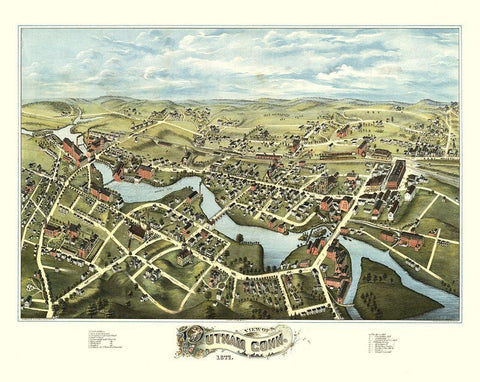 Putnam Connecticut - Bailey 1877  White Modern Wood Framed Art Print with Double Matting by Bailey