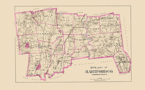 Hartford  South Connecticut - Hurd 1893 Black Ornate Wood Framed Art Print with Double Matting by Hurd