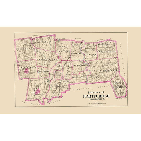 Hartford  South Connecticut - Hurd 1893 Black Modern Wood Framed Art Print by Hurd