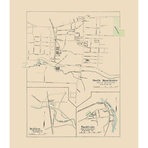 Manchester, South Connecticut - Hurd 1893 White Modern Wood Framed Art Print by Hurd