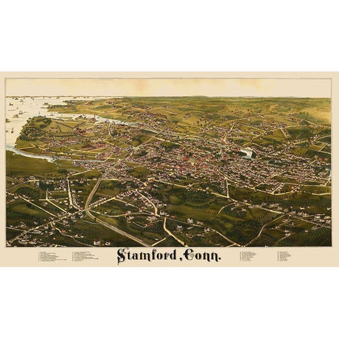 Stamford Connecticut - Burleigh 1883 White Modern Wood Framed Art Print by Burleigh