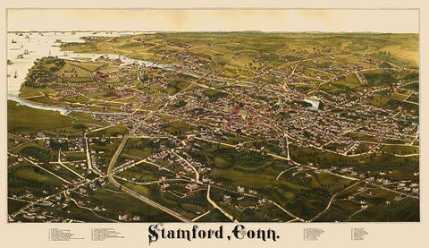 Stamford Connecticut - Burleigh 1883 Black Ornate Wood Framed Art Print with Double Matting by Burleigh