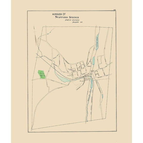 Stafford Springs Connecticut - Hurd 1893 Black Modern Wood Framed Art Print with Double Matting by Hurd