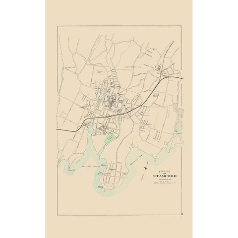 Stamford Connecticut - Hurd 1893 Gold Ornate Wood Framed Art Print with Double Matting by Hurd