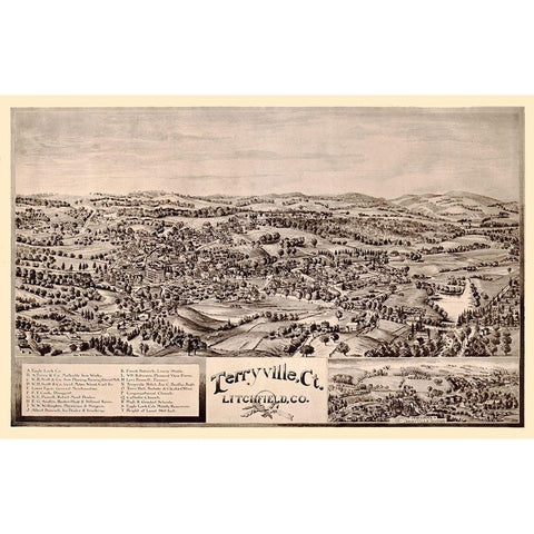 Terryville Connecticut - Norris 1894  White Modern Wood Framed Art Print by Norris