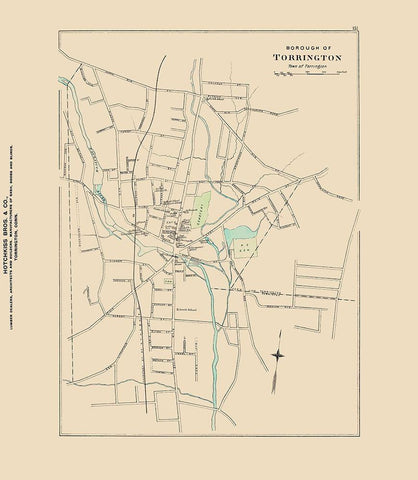 Torrington Connecticut - Hurd 1893 White Modern Wood Framed Art Print with Double Matting by Hurd