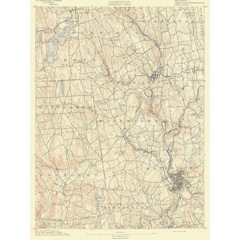 Waterbury Connecticut Sheet - USGS 1892 Black Modern Wood Framed Art Print by USGS