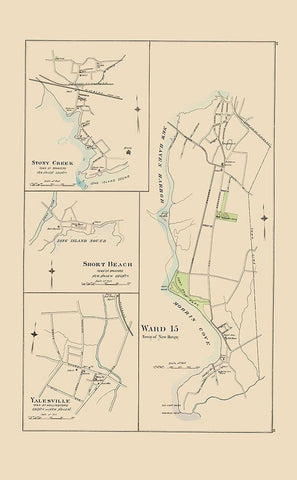 Stony Creek, Ward 15, Yalesville Connecticut Black Ornate Wood Framed Art Print with Double Matting by Hurd